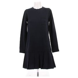 Thom Browne Robe marine droite midi plissée Bleu Marine