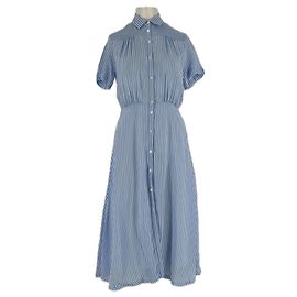 Vestido largo de algodón a rayas azul Sandro Azul