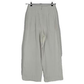 Autre Marque Pantalon en lin blanc White