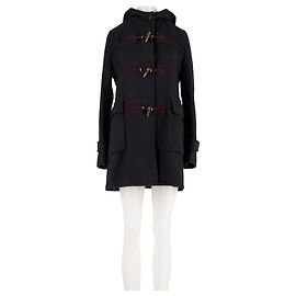 Autre Marque Abrigo duffle negro con capucha y botones de madera Negro