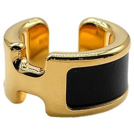 Hermès Pendientes Ear Cuff Hermes Olympe PM Negro Dorado