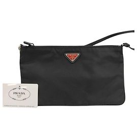 Prada Triangle Clutch Bag 1NI545 Black White