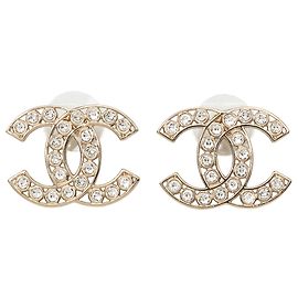 Orecchini Chanel Gold CC placcati oro con strass e chiusura a pressione D'oro