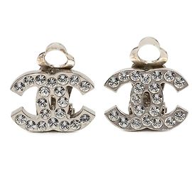 Orecchini a clip Chanel Silver CC in ottone e strass Argento