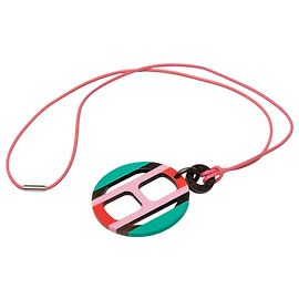 Collier pendentif Hermès Multi Buffalo Horn H Equipe Multicolore