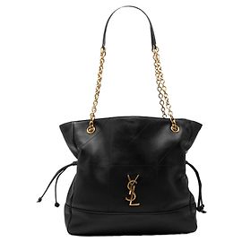Saint Laurent Jamie Shopping Tote Small aus gestepptem Lammleder in Schwarz Schwarz
