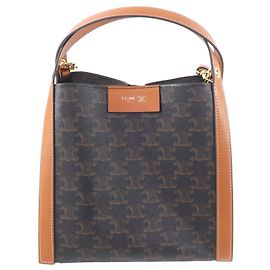 Céline Celine Sac Cube Small Triomphe en toile enduite noire Noir