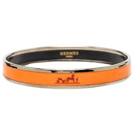 Bracelet jonc Hermès Caleche en émail Orange Narrow 70 Autre