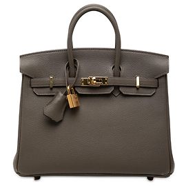 Hermès Gray Togo Birkin Retourne 25 Marrone Grigio antracite