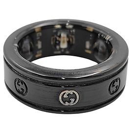 GUCCI OURA Interlocking G Band Ring Black