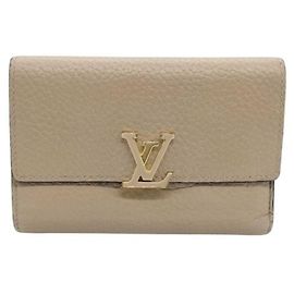 Louis Vuitton Tri-fold Wallet in Beige Taurillon Leather Beige Other