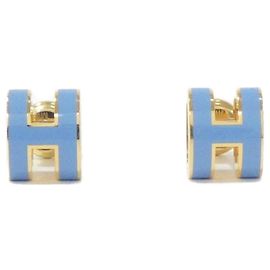 Hermès Brincos Hermes Pop H MINI 608002F Azul Dourado