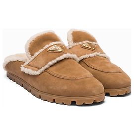 Prada Shearling-lined suede loafers Brown