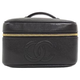 Chanel Handbag Black Grained Calfskin Black