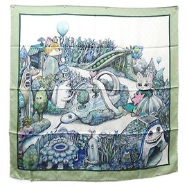 Lenço de seda Gucci verde e marfim Verde Cru