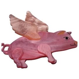 GUCCI Flying Pig Brosche Pink