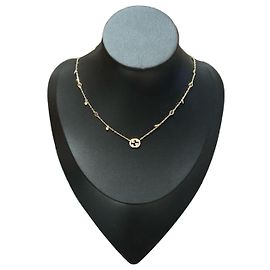 Collier Gucci Interlocking G Or Jaune 18K Diamants Doré