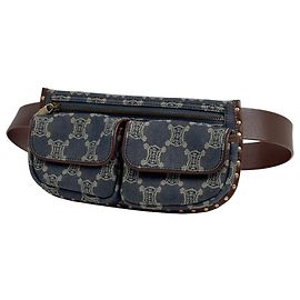 Céline Bolsa de corpo Celine Paris Macadam Marrom Azul