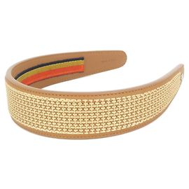 Hermès Fascia per capelli Hermes Elizabeth Gold in pelle Swift D'oro