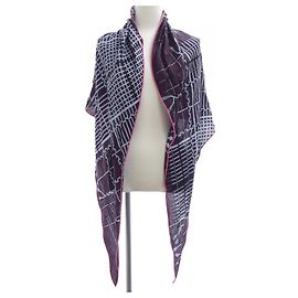 Sciarpa Losange Hermès in Seta e Cashmere Blu Viola Blu Porpora