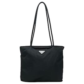 Bolso Tote Prada con placa de logotipo triangular Negro