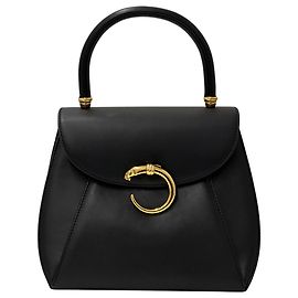 Cartier Black Leather Handbag Black