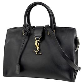 Yves Saint Laurent Cabas Small 2-Way Lederhandtasche Schwarz