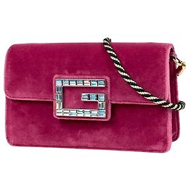 Borsa a tracolla Gucci in velluto rosa Rosa