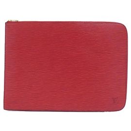 Borsa Louis Vuitton Epi Pochette Documents Rosso