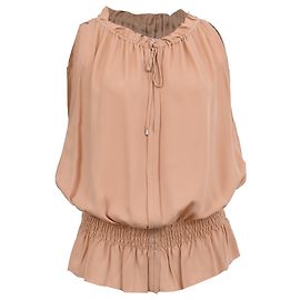 Blusa sem mangas Theory Dezzie em seda bege Bege