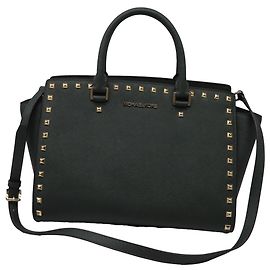 Bolsa Satchel Selma Medium com tachas Michael Kors em couro verde Verde