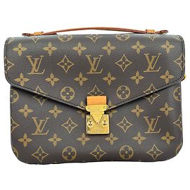 Borsa a tracolla Louis Vuitton Pochette Métis in canvas rivestito marrone Marrone Rosso