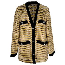 Maje Tweed-Blazer mit Muster aus gelbem Polyester Gelb