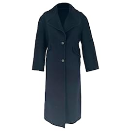 Ba&Sh Single-Breasted Coat in Navy Blue Wool Blue Navy blue