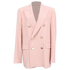 Max Mara Studio Double-Breasted Blazer in Pink Wool Pink