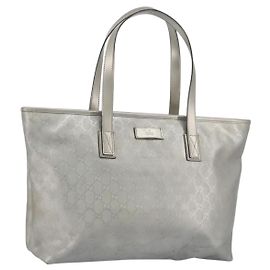 GUCCI GG implementation Tote Bag PVC Silver 211137 Autre