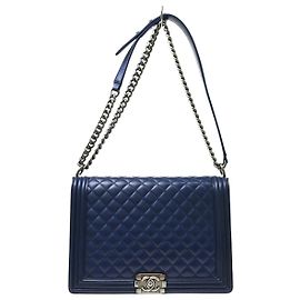 Chanel Boy Lambskin Large Blu