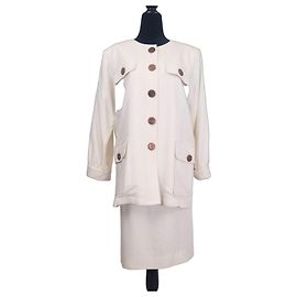 Conjunto de saia branco Yves Saint Laurent Variation em viscose Branco