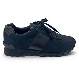 Prada Black Canvas and Leather Sneakers Black