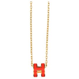 Hermès Colar Hermes Mini Pop H Dourado Laranja