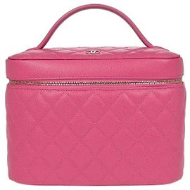 Trousse à cosmétiques Chanel Vintage Timeless Caviar Large Rose