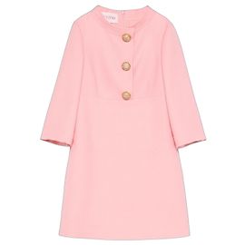 Valentino Pink Crepe Couture Short Button-Down Dress Pink