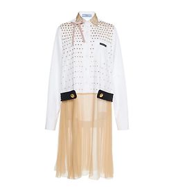 Abito Prada Runway SS19 in seta con borchie Nero Bianco Beige