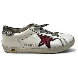 Golden Goose White leather low-top sneakers with red star White