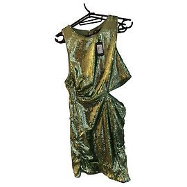Robe Maje verte à paillettes sans manches Vert