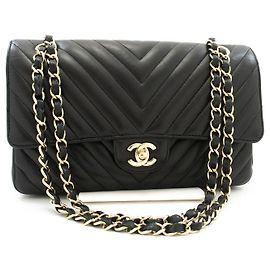 Chanel Timeless - Classic Double Flap Chevron Lambskin Medium Noir
