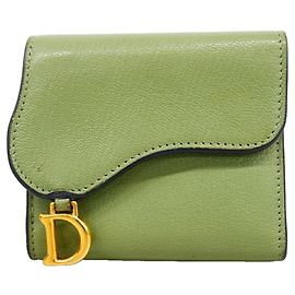 Portefeuille tri-fold Christian Dior Vert Mousse Vert olive