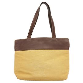 Borsa Tote Chanel in tela beige e marrone Marrone Beige