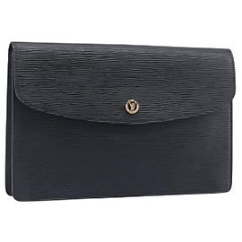 LOUIS VUITTON Epi Montaigne 27 Clutch Bag Black M52652 LV Auth 200196 Nero