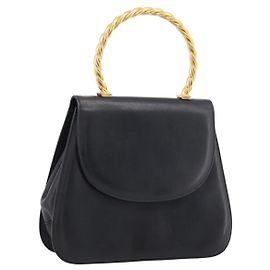 Borsa Salvatore Ferragamo Gancini in pelle nera e oro Auth 196959A Nero D'oro